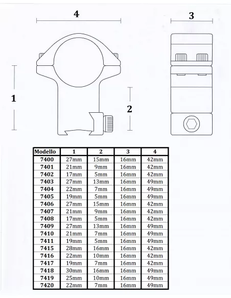 ATTACCO 7405 PER SLITTE PICATINNY E WEAVER – BASSO 30MM