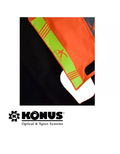 Chaleco protector Konus para perros con detalle de logotipo amarillo