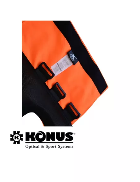 Chaleco protector Konus para colmillos de perro con detalle de cierre de clip