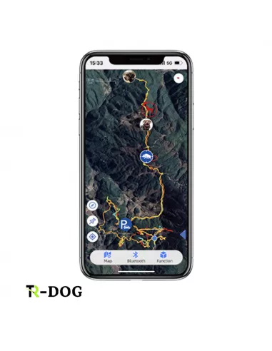 Teléfono móvil con mapa tr perro